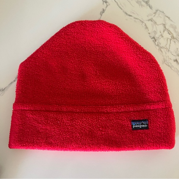 Patagonia & Lands' End Fleece Beanie Set - Solid Red and Blue L Price Firm - Picture 2 of 9